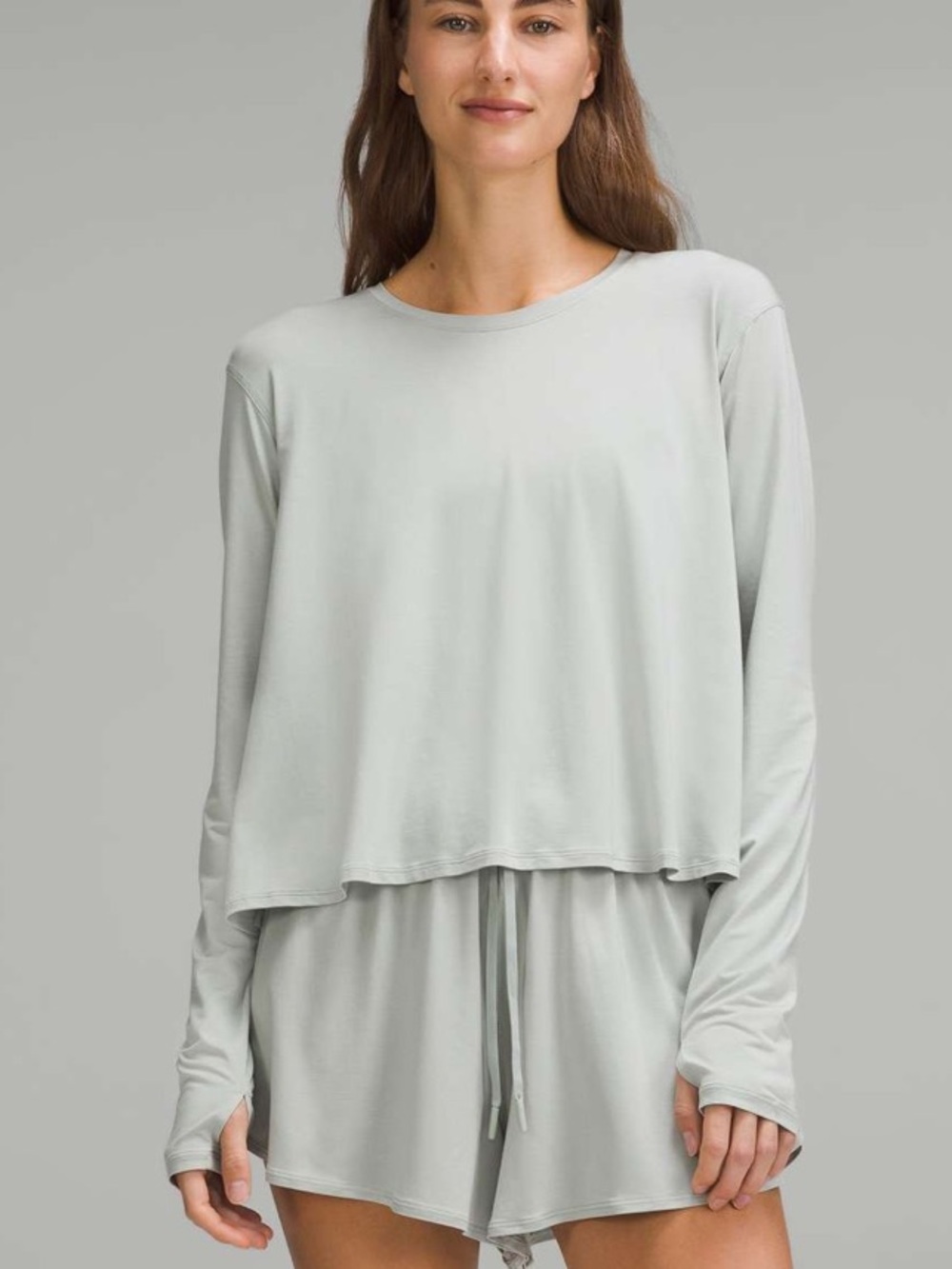 Lululemon Modal Relaxed-Fit Lounge Long-Sleeve Shirt in Jade Grey Size 12